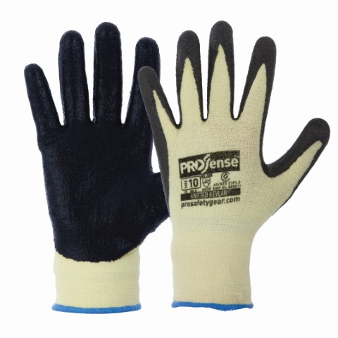 PRO GLOVE KNITTED KEVLAR W/BLACK NITRILE DIP PLAM LARGE